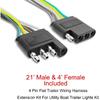 LIMICAR Trailer Wiring Harness Kit, 25Ft Trailer Wire With 4 Flat Extension Connector, 4 Pin Flat Bond Wiring Light Kit For Utility Boat