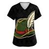 Women's V Neck Short Sleeve Work Shirt with Pockets Oktoberfest Print Nursing Scrub Top Comfortable Fit Lightweight Fabric