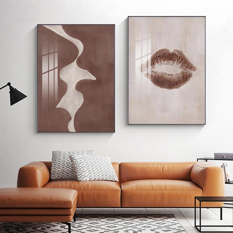 Fashion Canvas Painting Nordic Wall Art Abstract Beautiful Line Lip Print Posters and Prints Wall Pictures Living Room Home Deco