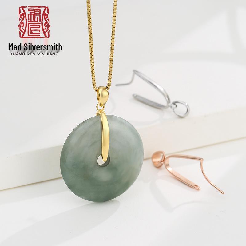 

Sterling Silver Safety Clip Jade Pendant DIY Clasp Buckle
