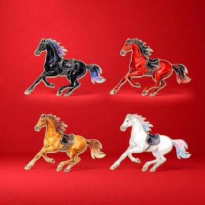 1/4Pcs Zodiac Horse Brooches For Women Men Cute Animal Pony Metal Badge Pins Clothing Backpack Accessory Unique Gift