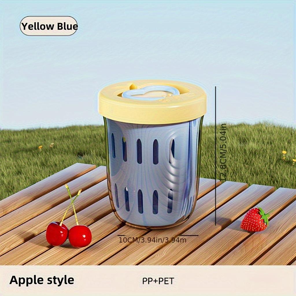 

Drippable Fruit Cup with Fork Portable Sealed Leak-proof Kitchen Picnic Box Double Layer Fruit Cup Drainage Salad Snack Cups