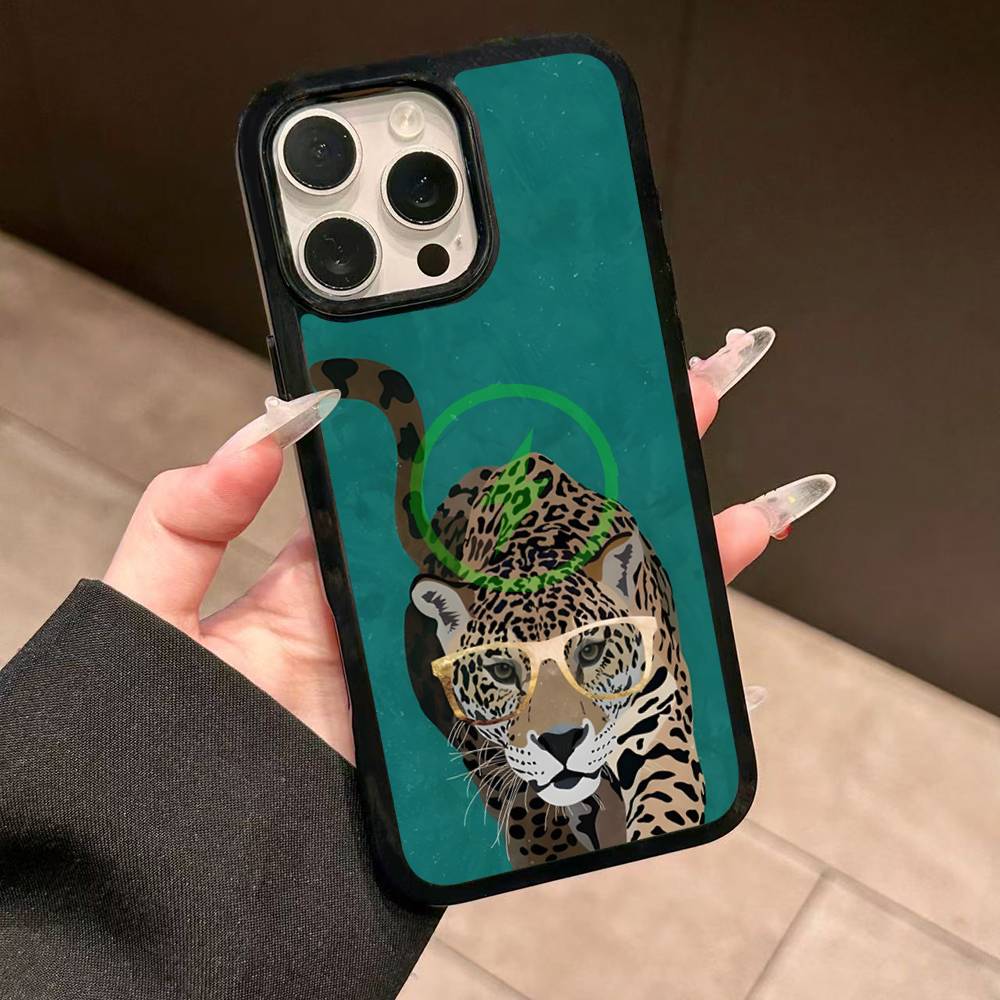 Colorful Abstract Tiger Leopard Snake Magnetic Matte Phone Case For IPhone 16 17 15 14 13 12 11 For Magsafe Wireless Charge