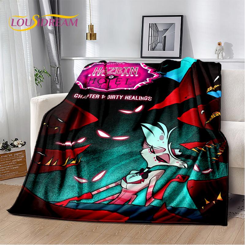 2025 H-Hazbin Hotel Charlie Kreskówkowy Miękki Koc, Miękki Koc Rzutowy do Domu Sypialni Łóżka Sofy Pikniku Podróży Pokrowiec Prezent dla Dziecka