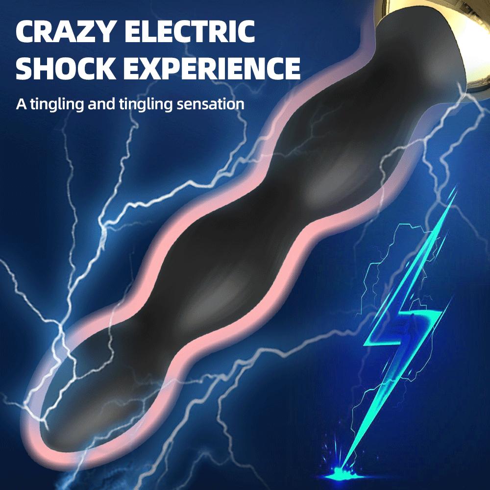 Electric Shock Anal Vibrator Remote Control Vibrating Beaded Butt Plugs for Male Prostate Massager Female Masturbation Sex Toys