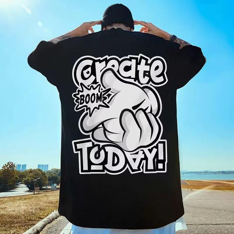 Men's Plus Size Trendy Short Sleeve Loose T-shirt - Summer Half Sleeve 300 Jin