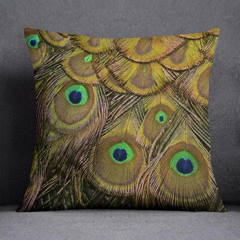 45Cm*45Cm Peacock Feather Series Pillow Decorative Pillow Bedroom Sofa Car Cushion Cover Pillowcase