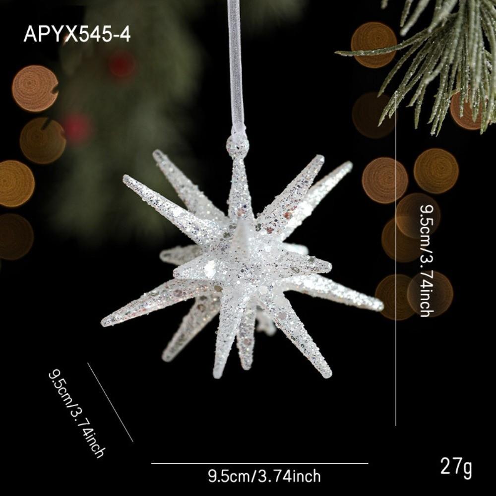 Glitter Plastic White Christmas Ornament Transparent Snowflake White Bell Bell Decoration Light Luxury Christmas Tree Decoration