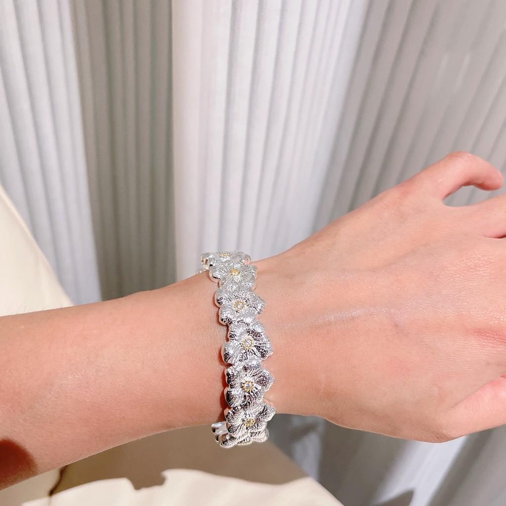 Italian High-end Jewelry Brand Retro Palace Wind Belt Diamond Brushed Four Leaf Clover Shell Agate Jade Bangle 18k Thick Gold Color Separation
