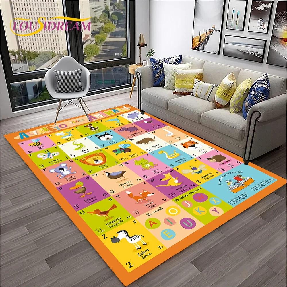 Alphabet ABC Early Education Cartoon Children Crawling Carpet Rug for Bedroom Living Room Sofa Decoration,Large Decor Floor Mat