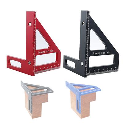 Precision Aluminum Alloy  Miter Triangle Ruler 45°/90° Woodworking Square Protractor  3D  Multifunctional Measuring Tool