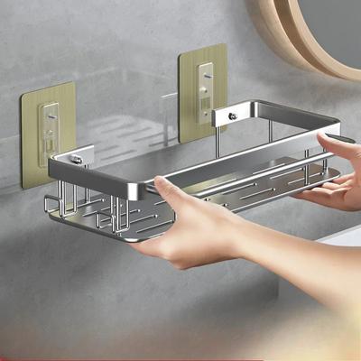 Aluminum Alloy Bathroom Shelf - No Drill Shower Shampoo Rack Storage Organizer for Kitchen Toilet Bath - Wall Shelves