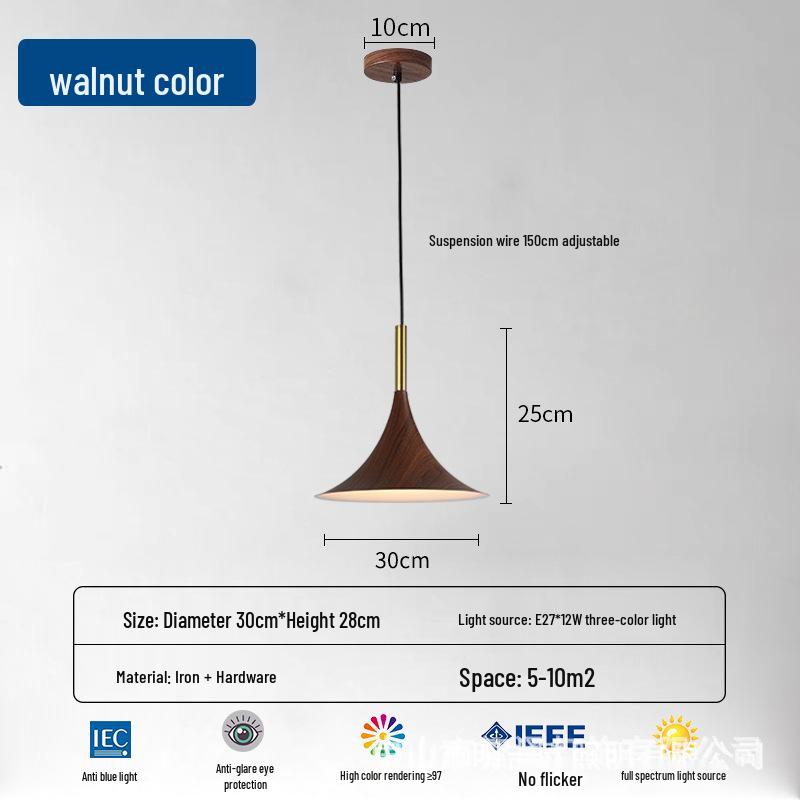 New Chinese Style Minimalist Wood Grain Chandelier for Dining, Bedside, or Bar