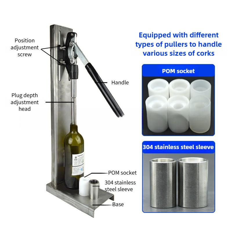 Household Brewing Equipment Manual Stainless Steel Corkscrew Red Wine Bottle Cork Stopper Press Machine