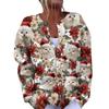 Women's Fashion Christmas Printed Long Sleeve Knitted Cardigan Button Down Jacket