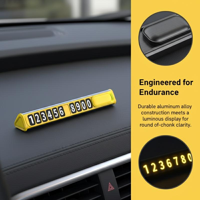 Hidden Parking Phone Number Plate One-Click Privacy Switch Car Parking Card Dashboard Decoration Gadget Gift for Car Lovers