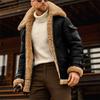 Winter Faux Leather Jackets Men Fleece Turn Down Collar Motorcycle Coat Solid Cargo Warm Thick Windproof Zipper Casual Outwear