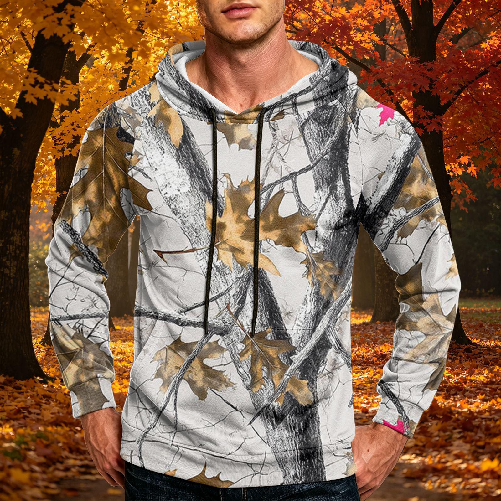 Men s Printed Loose Fit Casual Hoodie with Pocket and Drawstring XL