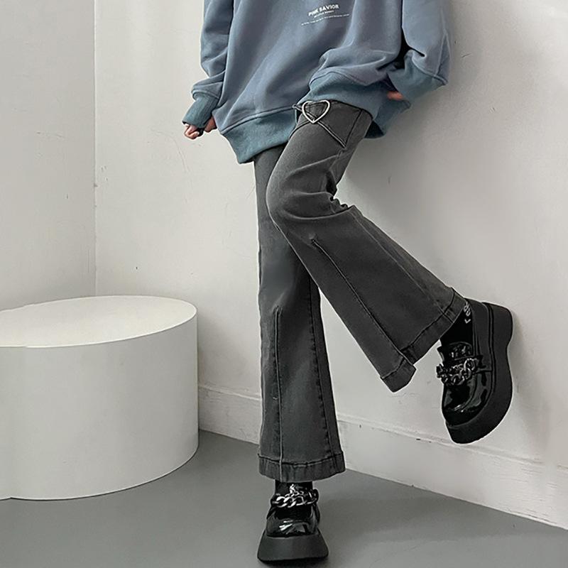 FiveFive Women Vintage Black Denim Flare Pants Streetwear High Waist Slim Mom Trouser Harajuku Y2K Pants