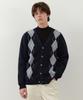Wednesday Oasis Classic Argyle V-Neck Knit Cardigan_Navy(Wc25-Kn64)