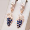 Kienl Full Shiny Blue Natural Zircon Long Drop Earring For Women Rose Gold Color Unique Crystal Grape Daily Vintage Jewelry