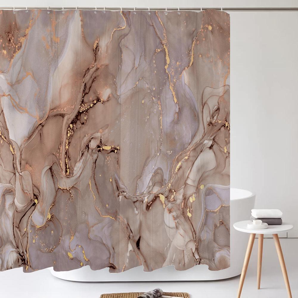 High Quality Print Shower Curtain Art Abstract Marble Pattern Bathroom Curtains Home Decor Waterproof Polyester Fabric with Hook