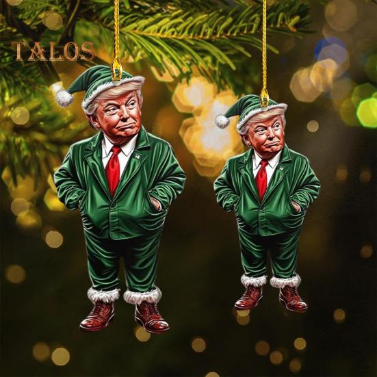 7Pcs Funny Character Pendants Christmas Ornaments with Lanyard Easy To Hang Xmas Tree Pendants Rearview Mirror Decor