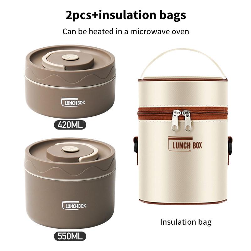 Bento-Lunchbox-Set, tragbarer, warmhaltender Lunchbehälter mit isolierter Tasche, 304 Edelstahl, Thermobehälter für Lebensmittel