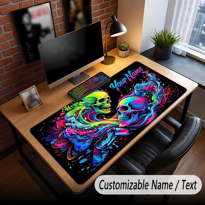 Skull Gothic Theme Custom Mouse Pad Personalized With Name Text Customized Desk Mat For Office Home Decor