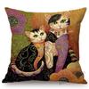 Lovely Cute Cartoon Klimt Style Cat Kitten Home Decoration Throw Pillow Case Gold Animal Art Sofa Decoration Linen Cushion Cover