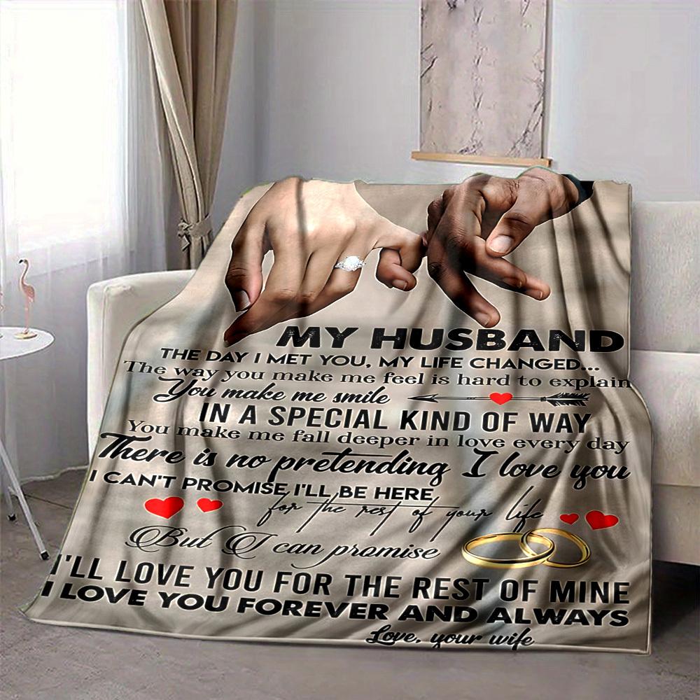 1pc Romantic Messages from Wife Blanket - Perfect Gift for Birthdays, Christmas & Halloween- Soft, Warm & Versatile yy250909108