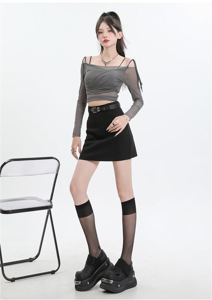 Tight Mini Solid Office Back Beautiful Legs and Winter [SDSXZWG] Skirt, Stretch, Above-the-Knee, Sexy, Color, Women's, Wear, Slimming, Zipper, Butt,