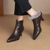 New Short Boots, Thick Fleece Shoes, Versatile Mid-calf High Heels for Women