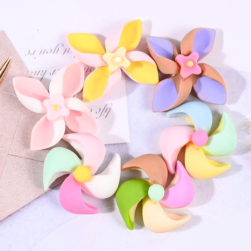 10Pcs Multicolors Artificial Windmill Ornaments DIY Hair Clip Jewelry Resin Craft Phone Cover Decoration Accessories