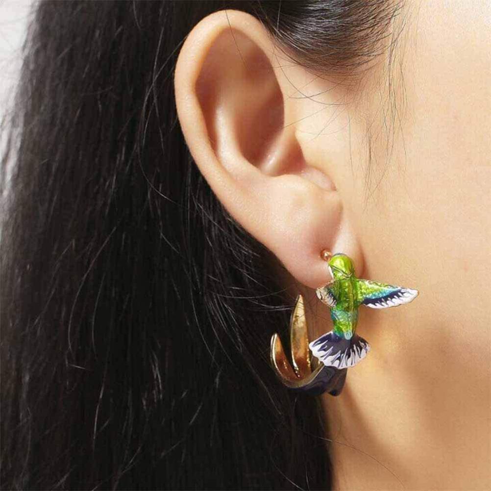 1 Pairs Simulation Hummingbird Earrings Cute Hummingbird Bird Metal Stud Earrings for Women Girl Gift