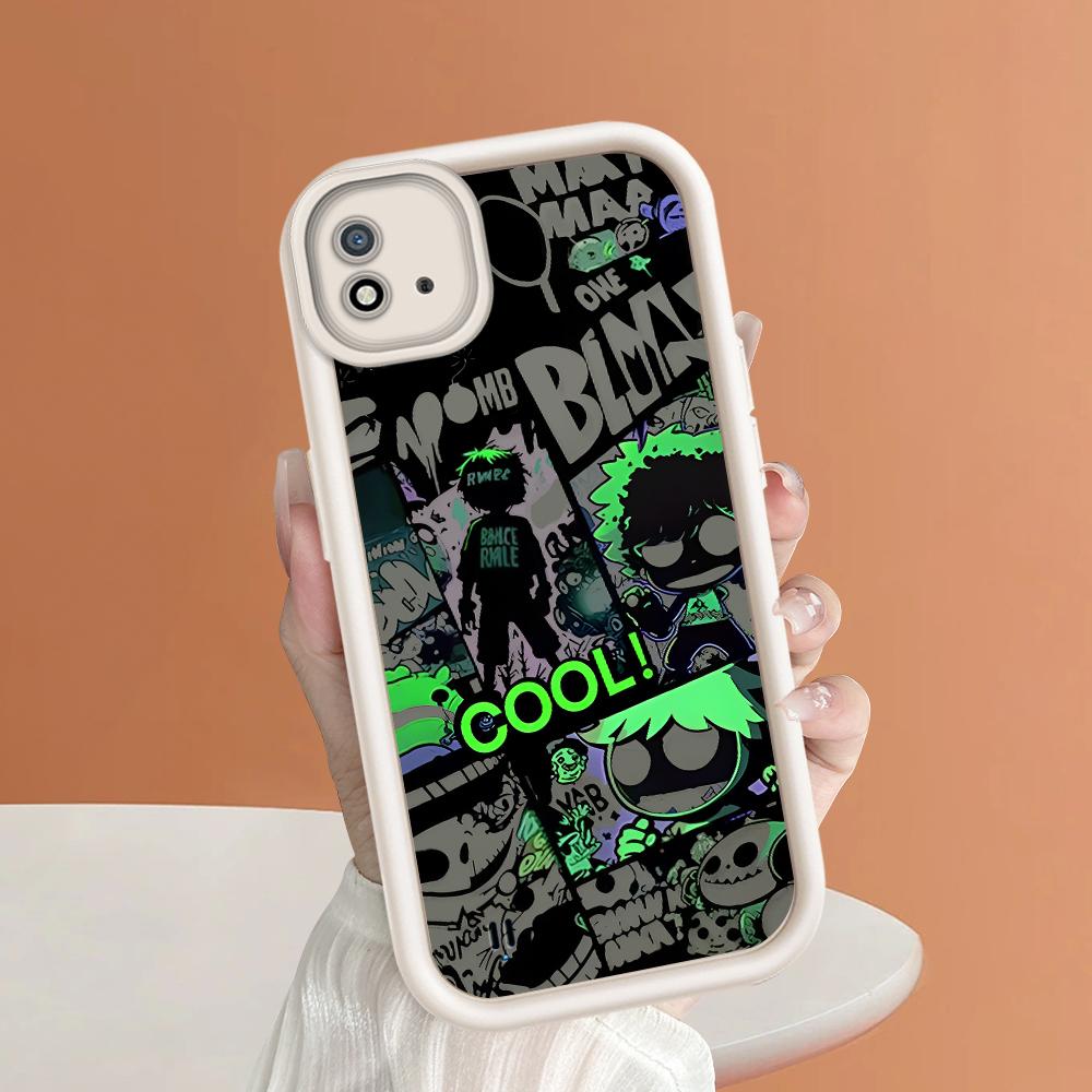 Měkký silikonový čtvercový žebříkový vzor tisku Pouzdro telefonu Plný kryt fotoaparátu Ochranné pryžové pouzdro odolné proti nárazům pro OPPO Realme