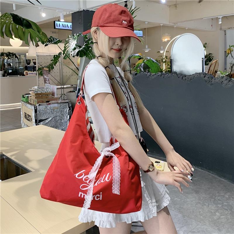 Shoulder bag summer large capacity striped canvas bag wind simple lazy fashion tote bag commuter versatile
