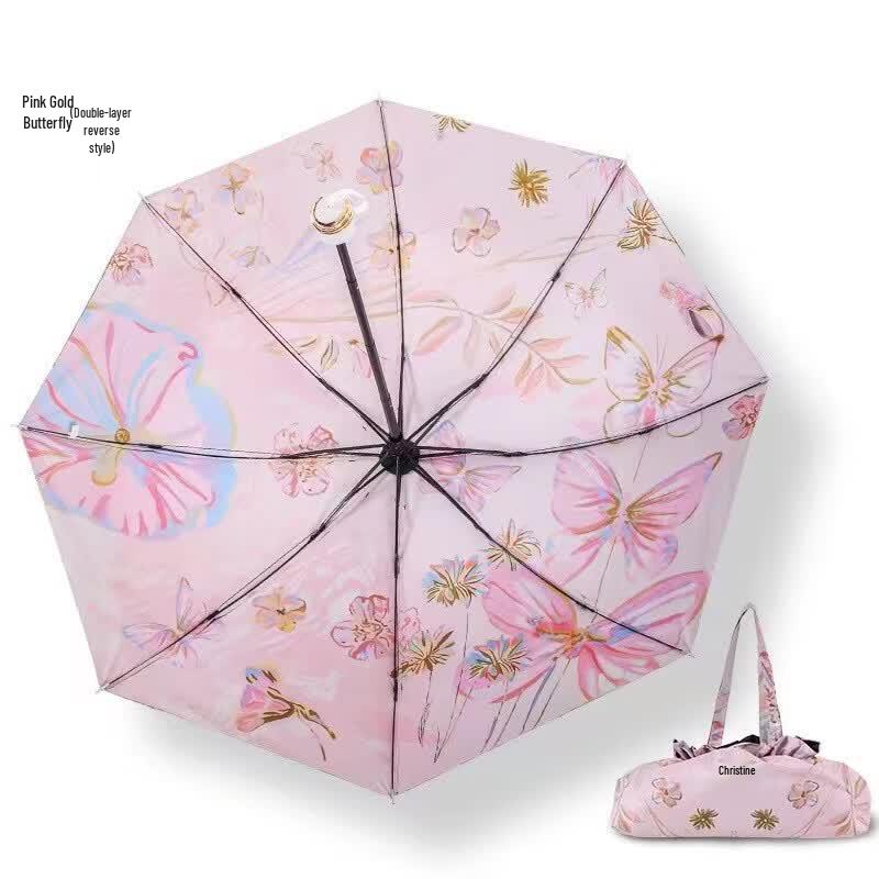 Mi Ling Retro Oil Painting Reverse Folding Umbrella