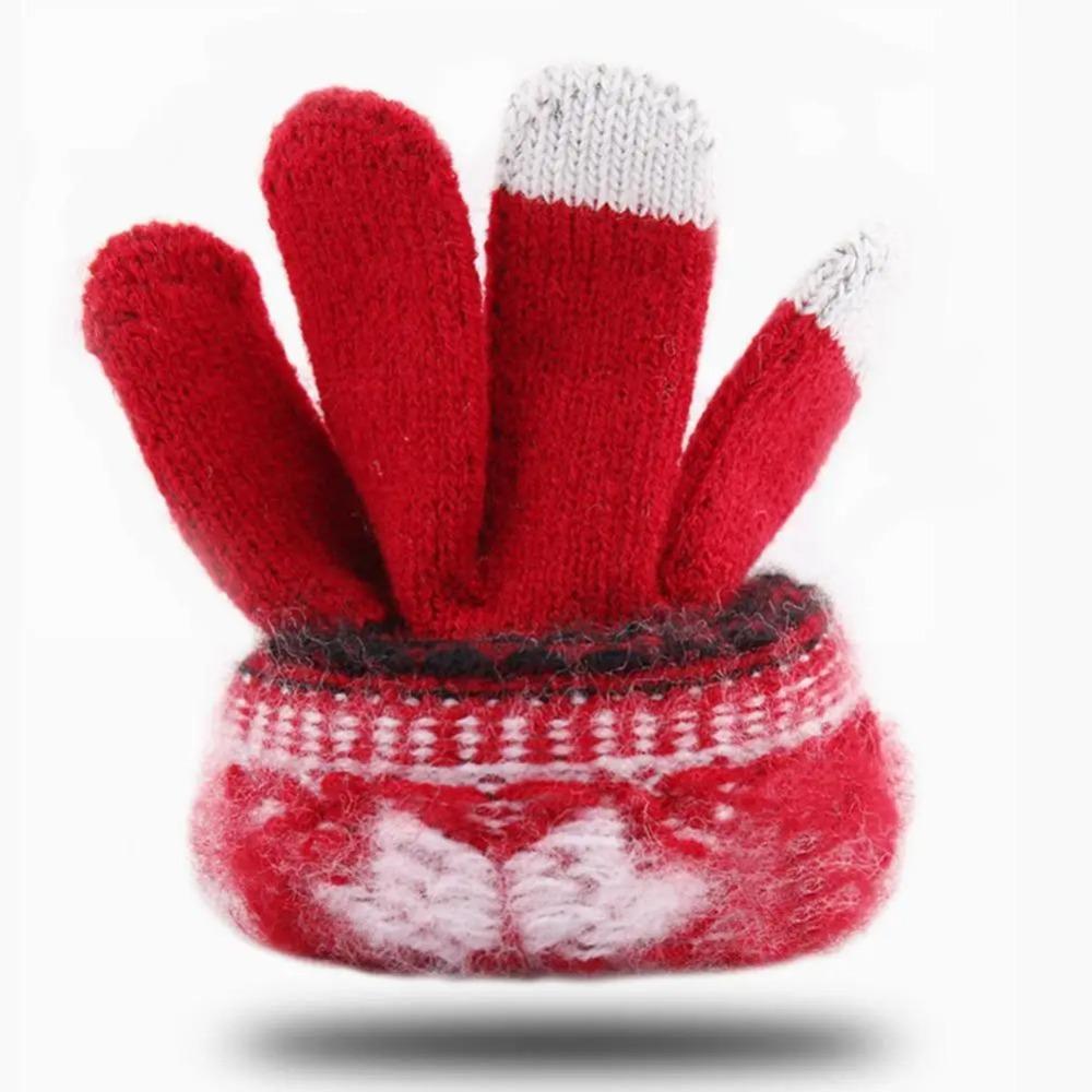 Touch Screen Winter Knitted Gloves Thickened Skiing Gloves High Quality Full Finger Mittens Winter