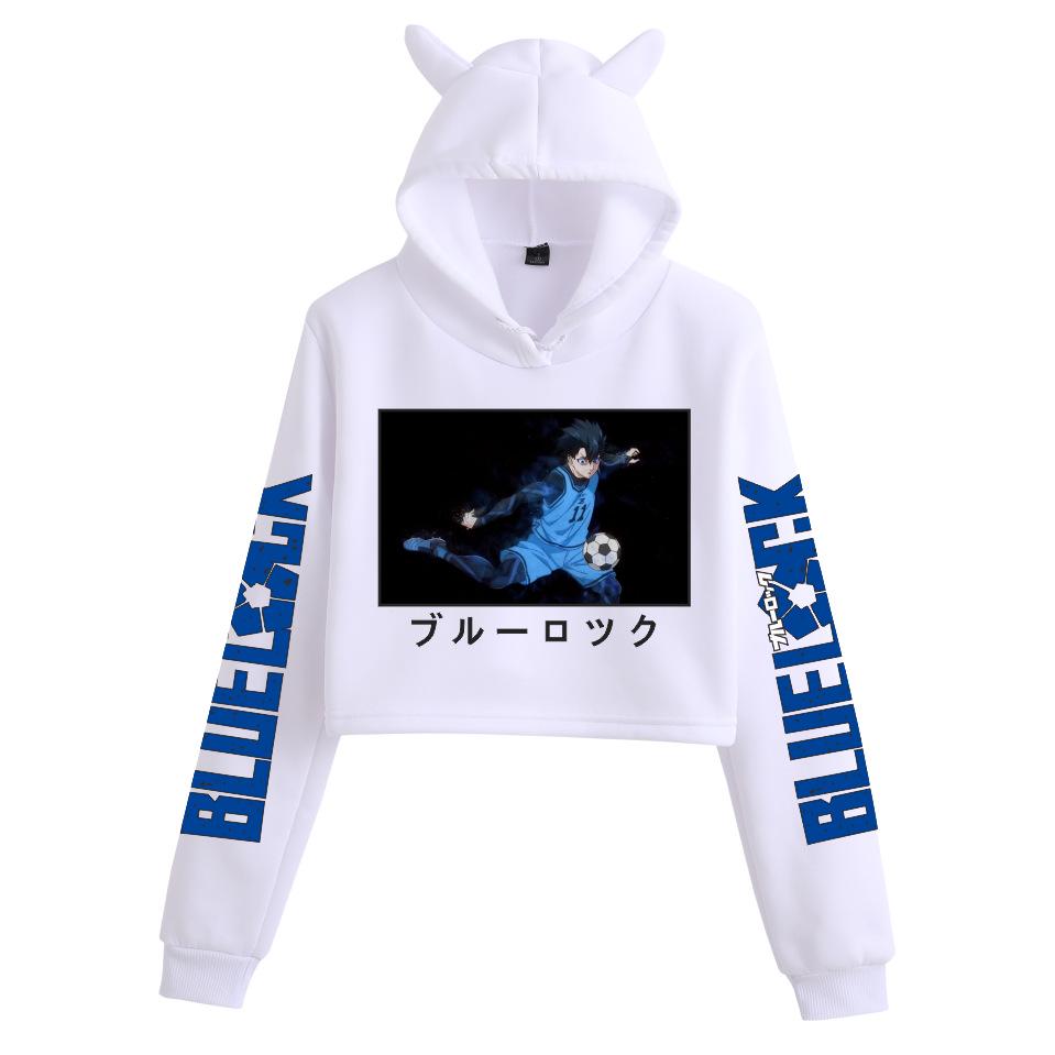 Blue Lock Damen Kapuzenpullover mit Katzenohren - Beliebter Print, Lässig, Herbst/Winter