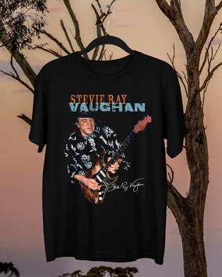 Stevie Ray Vaughan On Stage Signature Black T Shirt S To 5XL Gift Fans Unisex T-Shirt