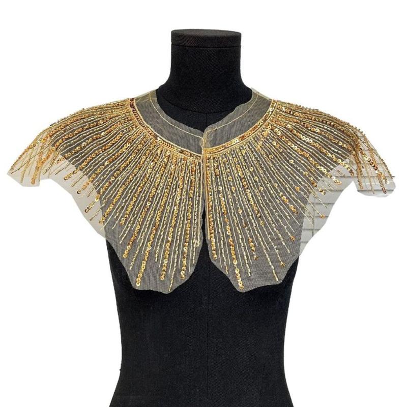 Eye-Catching Sequins Collar Appliques for Clothes Dress Sewing Patches DIY Lapel Wedding Dress Decors Accessories