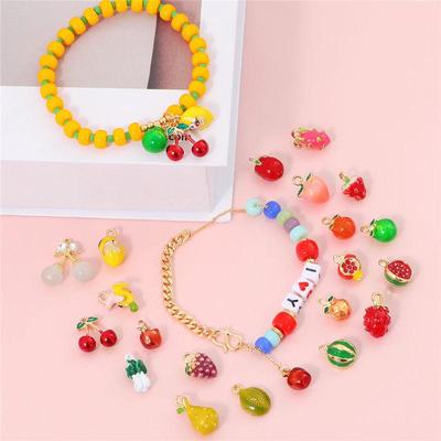 2 vnt. lydinio vaisių emalio pakabukas braškių vynuogių vyšnių pakabukai papuošalams gaminti „pasidaryk pats“ apyrankės, rankų darbo amatų priedai