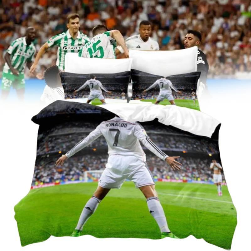 Football Digital Printing Bed Set Single Double King Duvet Pillowcase Cover