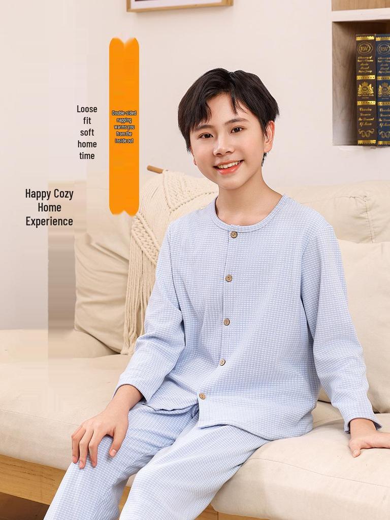 Kids' Fleece Pajama Set - Warm Cardigan with Long Sleeves for Autumn/Winter