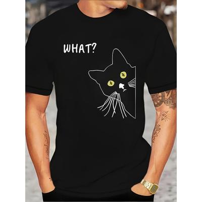 What?" Cat T-Shirt,Soft Breathable & Fade-Resistant, Classic Fit for Daily Casual Wear