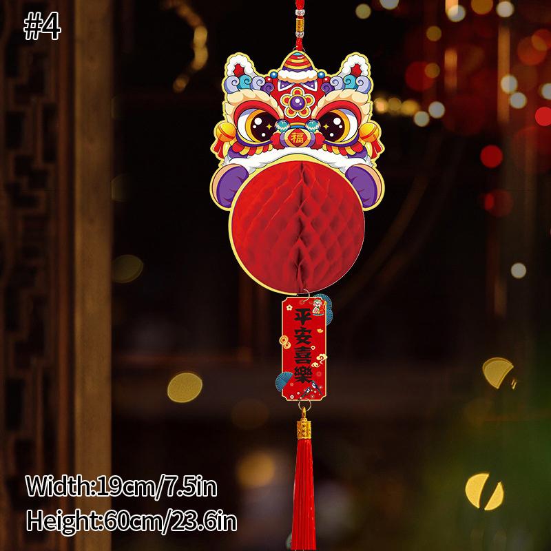 Chinese Red Lantern Traditional New Year Festival Hanging Decor Chinese Spring Festival Paper Honeycomb Lanterns