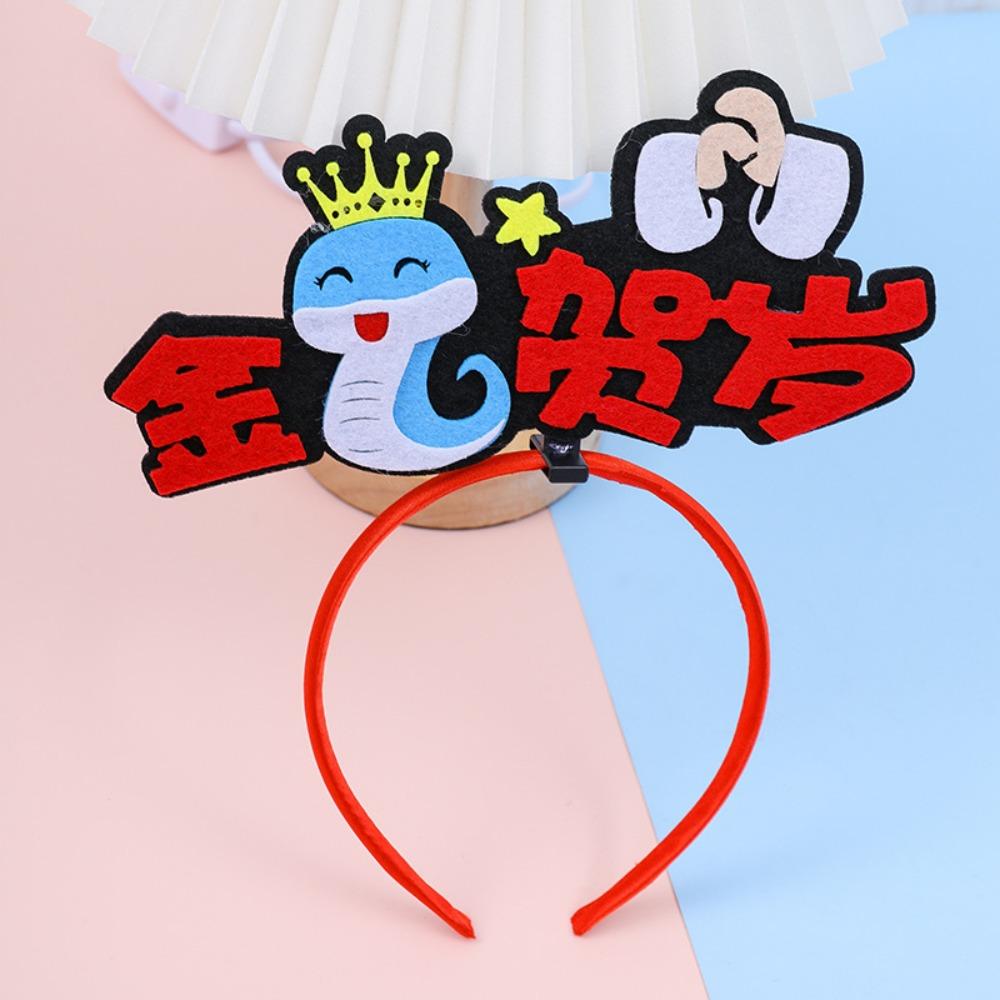 Red Snake Year Hairband Mascot Snake New Year Headdress Kawaii 2025 Happy New Year Headband  Men