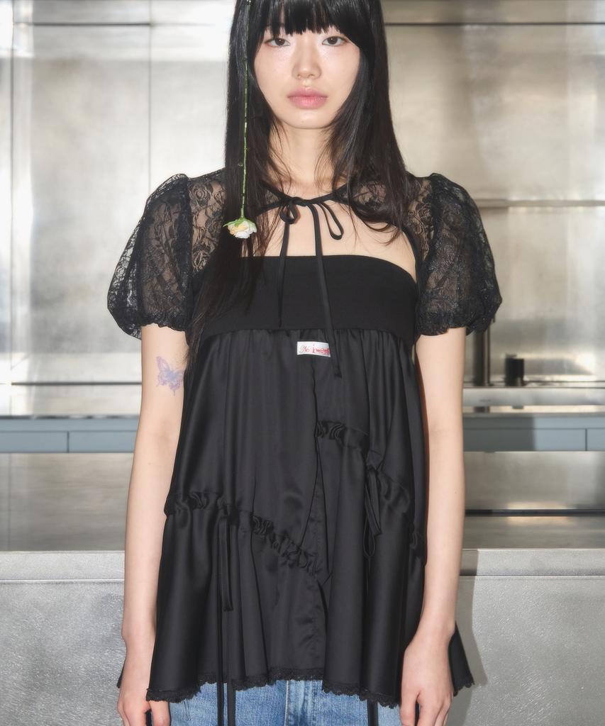 Nofficial Noffice Ribbon String Two-Way Skirt Black