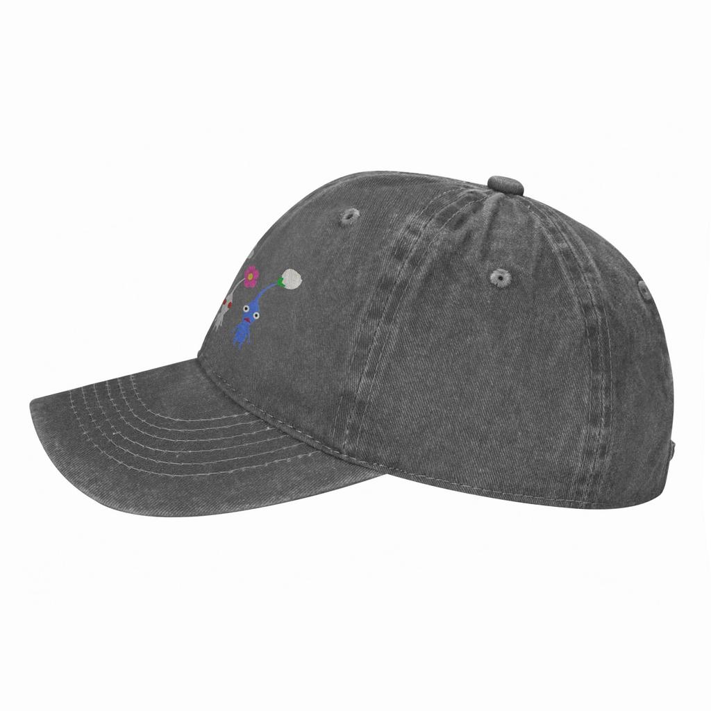 cute pikmin pattern blue Washed Denim Cap Casual Baseball Caps Adjustable Hat Summer Unisex Baseball Hats